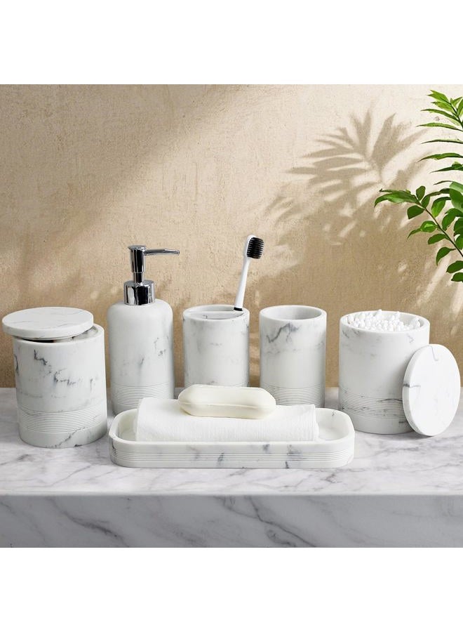 LIN CHUAN Bathroom Accessories Set, 6-Piece Bathroom Accessory Set, White - Image 2