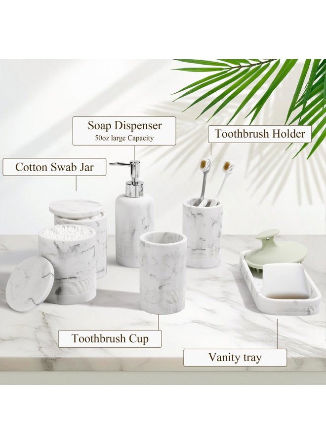 LIN CHUAN Bathroom Accessories Set, 6-Piece Bathroom Accessory Set, White - Image 5