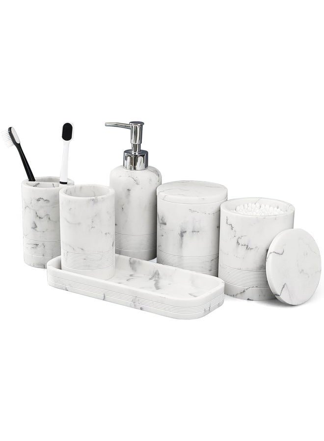 LIN CHUAN Bathroom Accessories Set, 6-Piece Bathroom Accessory Set, White - Image 1