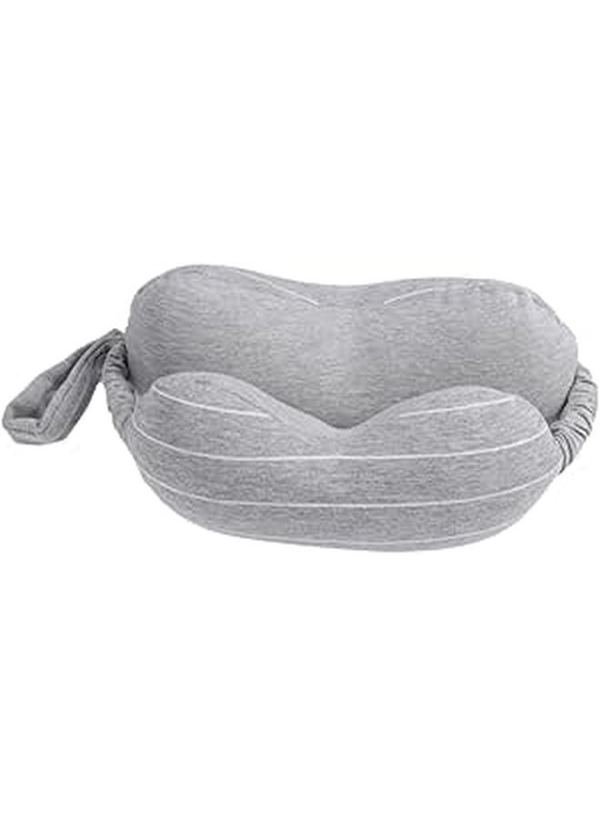 Travel Neck Pillow And Eye Mask Set Light Grey Soft Cotton Lightweight Breathable For Airplane Office - Image 1