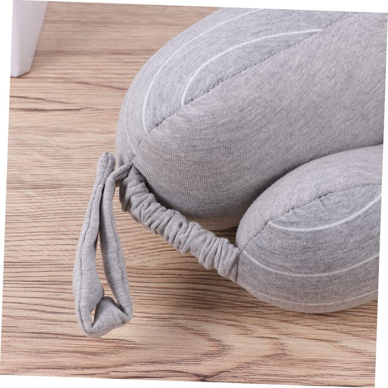 Travel Neck Pillow And Eye Mask Set Light Grey Soft Cotton Lightweight Breathable For Airplane Office - Image 3
