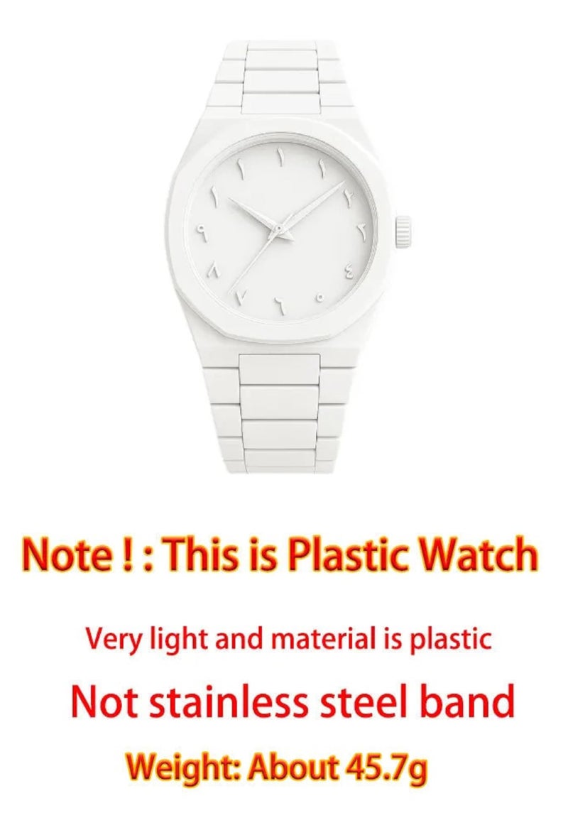 CERO Modern Arabic Numeral Watch with Polycarbonate Band, Octagonal Case, Analogue Display for Man (White) - Image 2