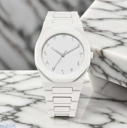 CERO Modern Arabic Numeral Watch with Polycarbonate Band, Octagonal Case, Analogue Display for Man (White) - Image 3