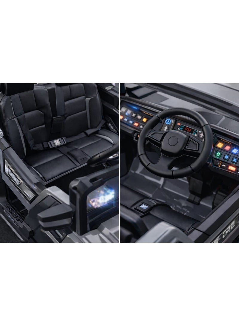 Kids Electric Ride On SUV 12V Battery with Remote Control, LED Lights, Music & USB, 4x4 Wheels, Gray - Image 5