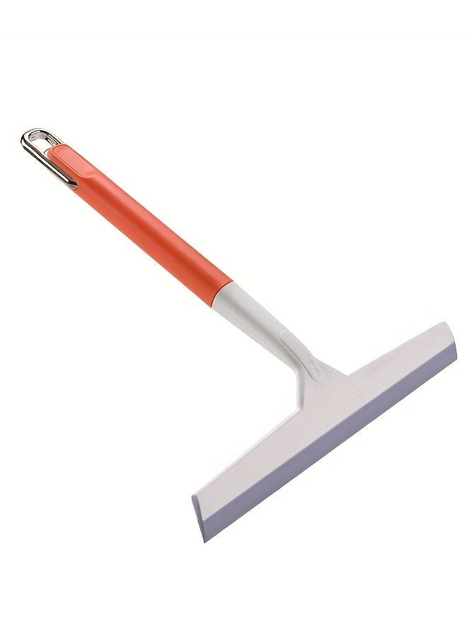 1pc Orange Ergonomic Glass Cleaner Squeegee Non Slip Grip Hanging Holes - Image 1