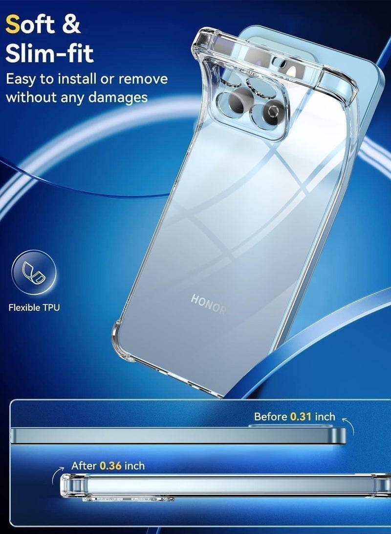 حافظة متوافقة مع هاتف Honor X7C، غطاء سيليكون شفاف مصنوع من مادة TPU غوريلا وواقي مضاد للصدمات وزوايا مقاومة للصدمات - شفاف - Image 5