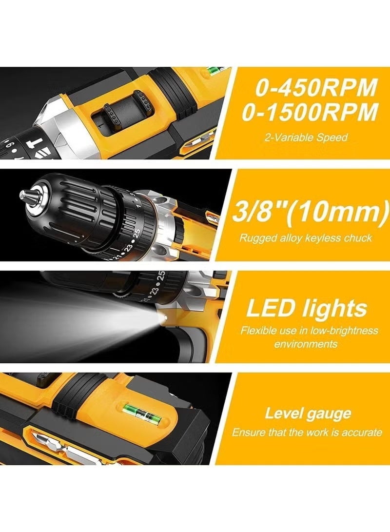 ELTRAZONE 48V Cordless Power Drill Set, Electric Drill Driver with Lithium-Ion Battery & Charger, Variable Speed Handheld Drill Machine with 24-Piece Accessories Kit for Wood, Metal, Furniture, Home Repair & DIY - Image 2
