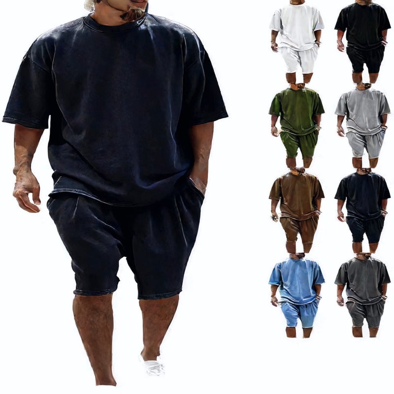 Men's Casual Short Sleeve Tracksuit Set with Shorts - Image 1