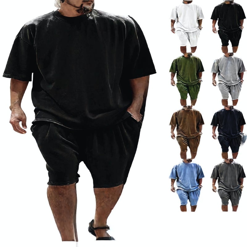 Men's Casual Short Sleeve Tracksuit Set with Shorts - Image 2