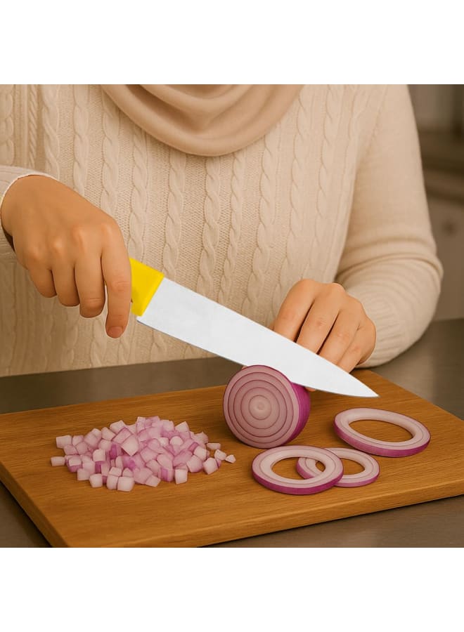 TRAMONTINA Professional Meat Knife – 6-Inch Stainless Steel Blade with Yellow Textured Polypropylene Handle – Easy Grip & Durable - Image 3