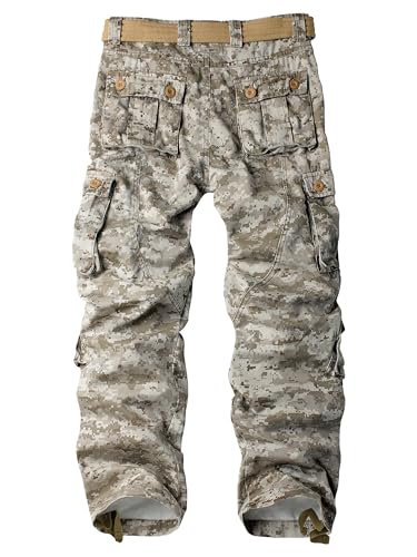 AKARMY Men's Casual Cargo Pants Military Army Camo Pants Combat Work Pants with 8 Pockets Desert Camo 34 - Image 2
