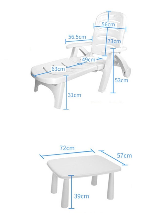 JCB CHIC - Lounge Chairs Outdoor Adjustable Reclining Patio Chair，Folding Portable Tanning Chairs Comfy Adjustable 5-Position Lay Flat Foldable Chaise Chaser Lounger   for Outside Beach Patio Sun bathing Backyard Pool（2 chair and 1 table） - Image 1