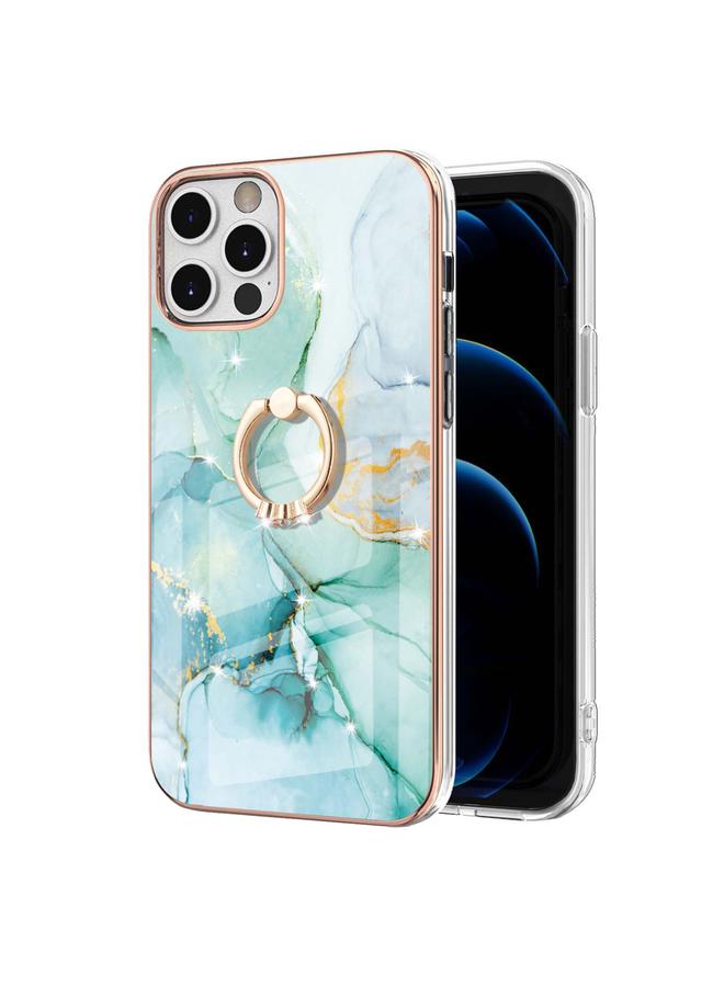 Zaboon Case For iPhone 12 Pro Max Electroplating Marble Pattern IMD TPU Shockproof Case with Ring Holder - Image 2