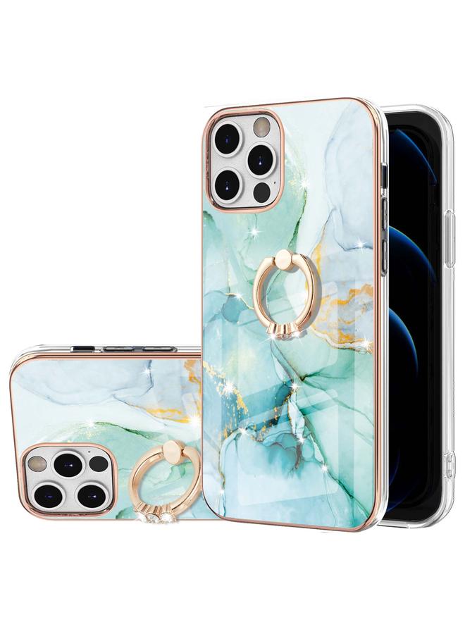 Zaboon Case For iPhone 12 Pro Max Electroplating Marble Pattern IMD TPU Shockproof Case with Ring Holder - Image 1