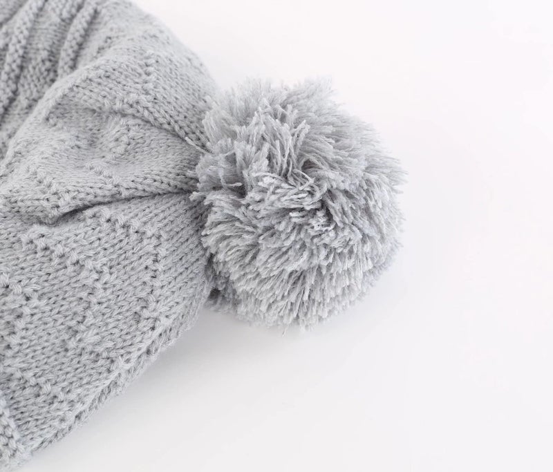 Connectyle Infant Baby Knit Beanie Hat with Earflap - Fleece Lined Winter Hat - Grey - Image 5