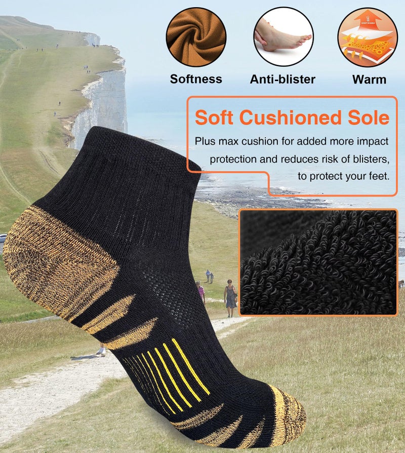 Heyoboy Womens Ankle Anti-blister Thick Cushioned Cotton Wicking Hiking Athletic Running Socks 5 Pairs - Image 3