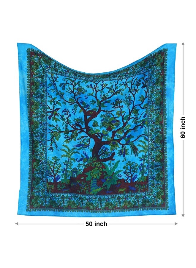 Craft Trade شجرة الحياة، نسيج جداري، ديكور منزلي، نسيج جداري جمالي، لغرفة المعيشة، غرفة النوم، غرفة المعيشة، السكن الجامعي - أزرق - 50 × 60 بوصة - Image 3