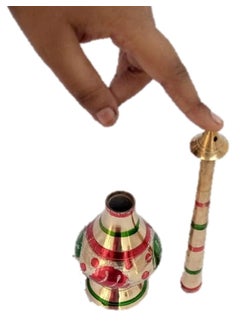 Saubhagya Saubhagya Pure Brass Gulab Pash Rose Water Holy Water and Perfume Sprinklers Gangajal Spray Bottle for PoojaPuja Mandir Temple Gold 10 inches 1piece Color  - Image 5