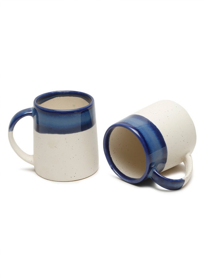 Arrabi Conical Shaped Blue Colourblocked Ceramic Microwave Safe 6 Piece Mugs-300ml - Image 3