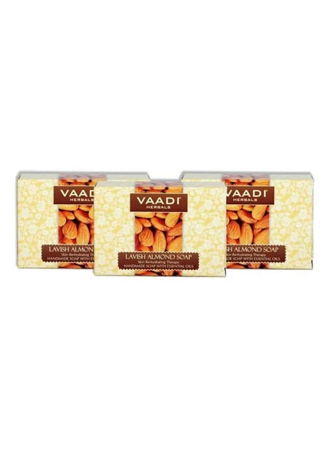 VAADI HERBALS Almond Oil Bar Soap With Honey And Aloe Vera Extractshandmade Herbal Soap With 100% Pure Essential Oilsall Naturaleach 2.65 Ozpack Of 3 (8 Oz)  - Image 3