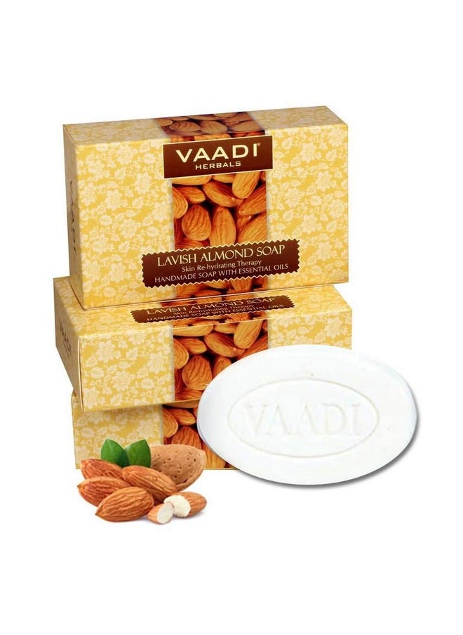 VAADI HERBALS Almond Oil Bar Soap With Honey And Aloe Vera Extractshandmade Herbal Soap With 100% Pure Essential Oilsall Naturaleach 2.65 Ozpack Of 3 (8 Oz)  - Image 1