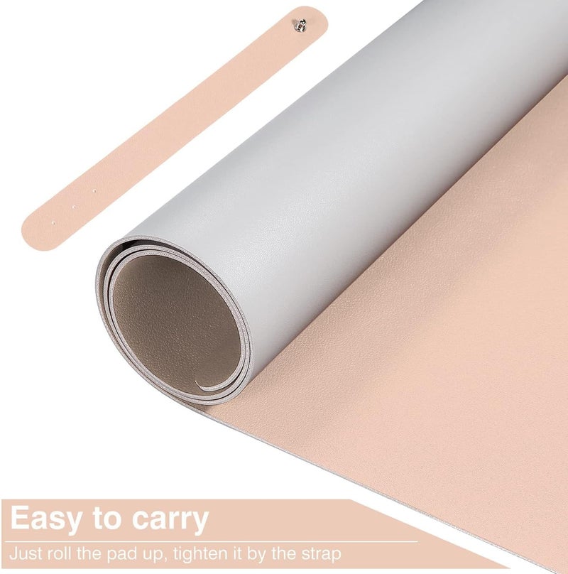 WinCheer Large Desk Pad, Non-Slip PU Leather Desk Mouse Pad Waterproof Desk Pad Protector, Dual-Side Use Desk Writing Mat for Office Home, 31.5'' x 15.75'' (Pink & Silver) - Image 3