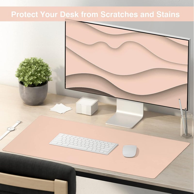 WinCheer Large Desk Pad, Non-Slip PU Leather Desk Mouse Pad Waterproof Desk Pad Protector, Dual-Side Use Desk Writing Mat for Office Home, 31.5'' x 15.75'' (Pink & Silver) - Image 4