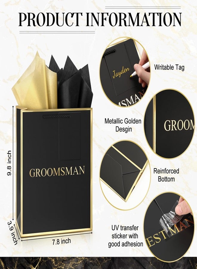 Resholder 6 Pack Groomsmen Gift Bags with Tissue Paper DIY Best Man Proposal Favor Bag with Tag Bachelor Wedding Gifts for Groomsman Best Man Bachelor Party (Medium,Black White 1) - Image 3