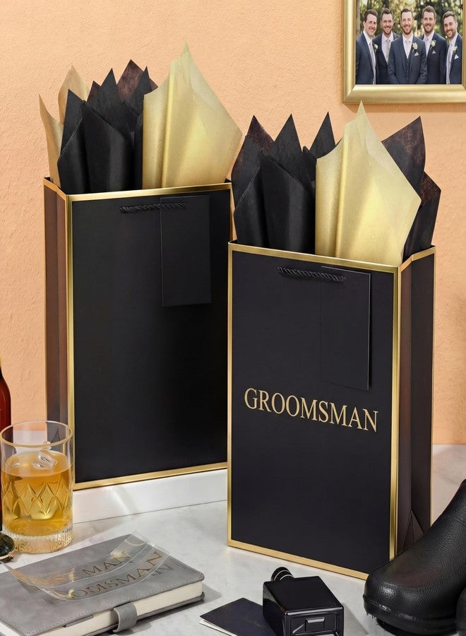 Resholder 6 Pack Groomsmen Gift Bags with Tissue Paper DIY Best Man Proposal Favor Bag with Tag Bachelor Wedding Gifts for Groomsman Best Man Bachelor Party (Medium,Black White 1) - Image 5
