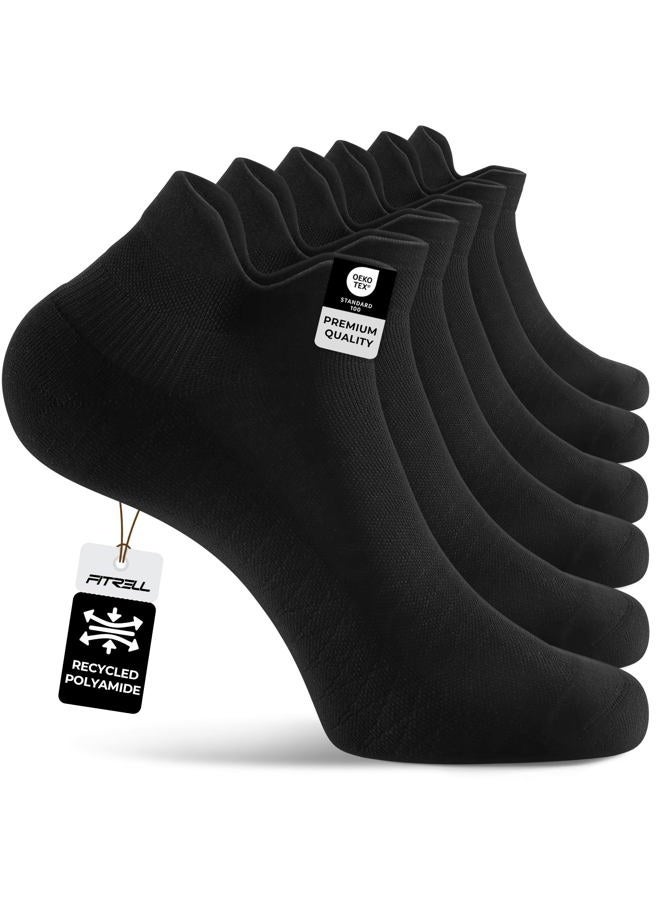 FITRELL Ankle Compression Socks for Women & Men - Cushioned Arch Support Running Socks, Plantar Fasciitis Relief 5/6 Pairs, Black 6 Pairs, S-M - Image 1