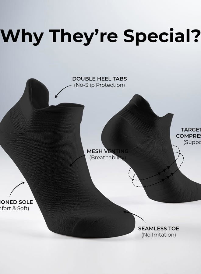 FITRELL Ankle Compression Socks for Women & Men - Cushioned Arch Support Running Socks, Plantar Fasciitis Relief 5/6 Pairs, Black 6 Pairs, S-M - Image 3