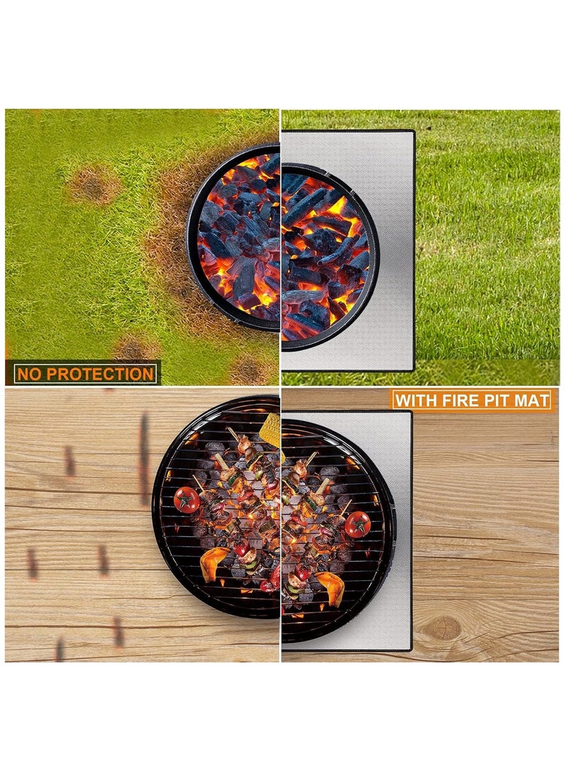 Soofam 40" Square Fire Pit Mat for Outdoor Fire Pits & Grills - Heavy-Duty 4-Layer Heat-Resistant Protector Mat, Waterproof Deck Patio Cover for Wood Burning Pits, BBQs & Smokers - Image 4