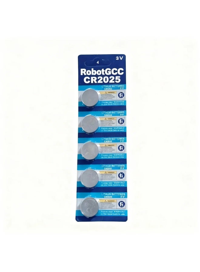 robotgcc CR2025 3V Lithium Coin Battery 5-Pack High Quality Button Cell Batteries with Stable Voltage, Reliable Performance and Long Shelf Life for Remote Controls, Car Keys, Watches, Calculators, Toys and Medical Devices - Image 1