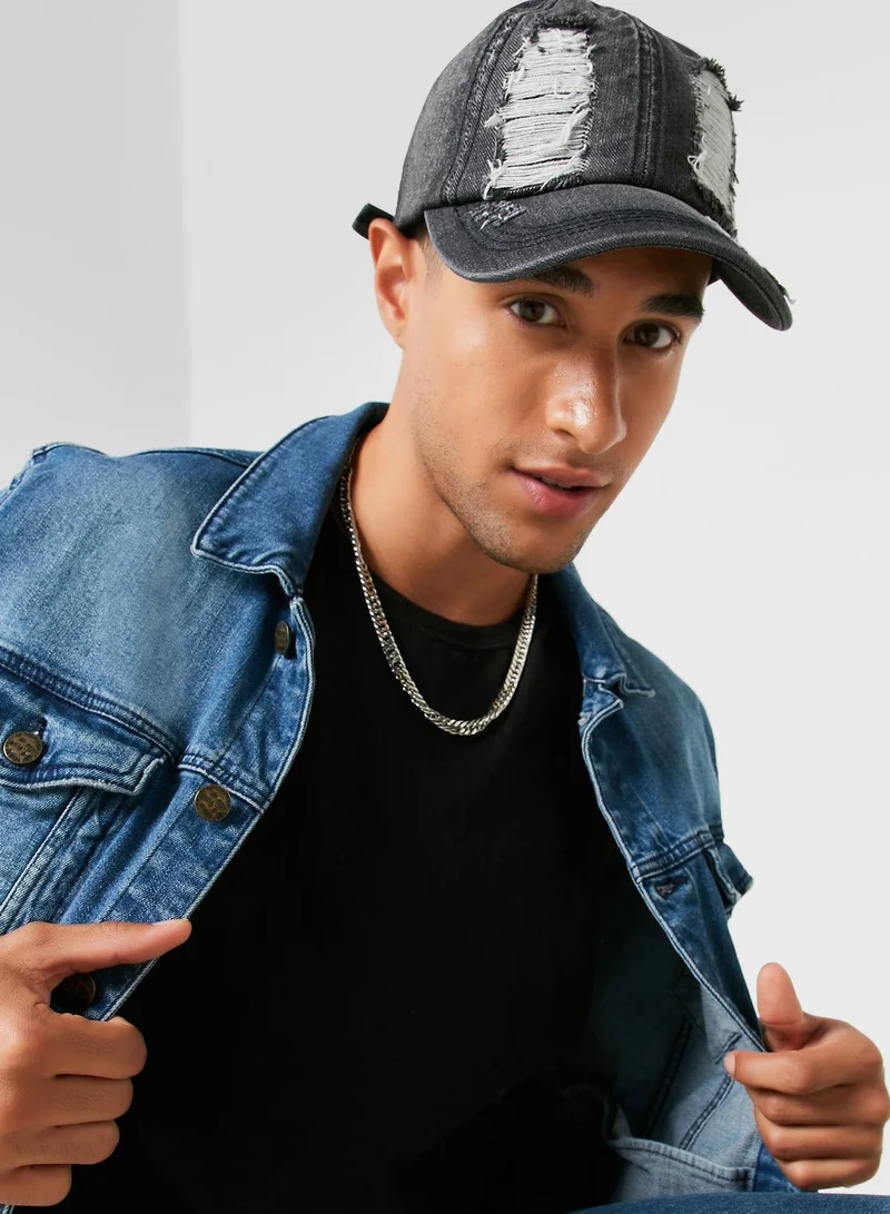 Seventy Five Distressed  Curve Peak Cap