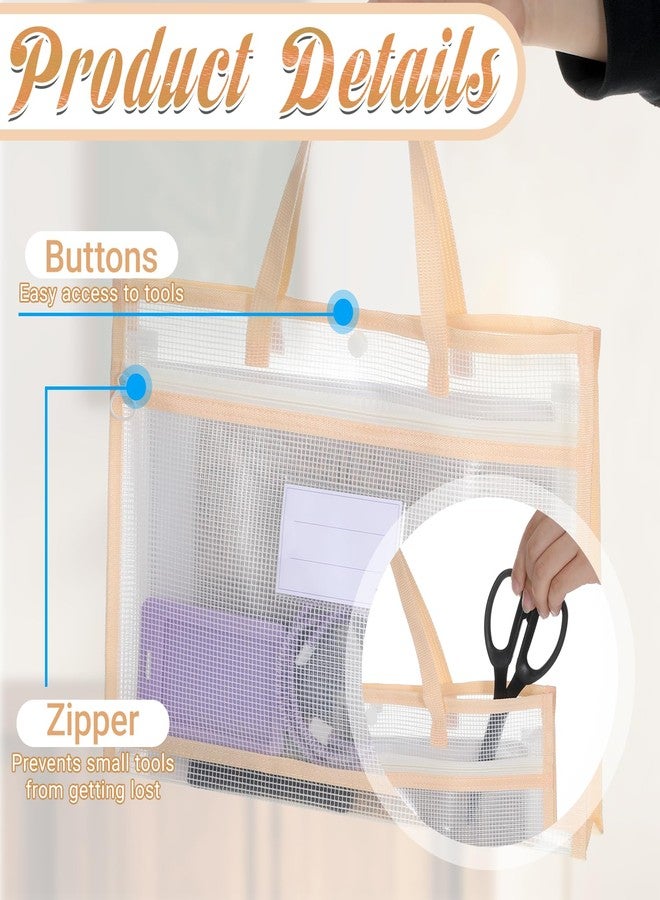 Qulkws 13.4x9.5 Inch Portable Project Bags for Quilting Knitting Stitching and Embroidery, Sewing Bag with Zipper and Double Pockets, Transparent Mesh Project Bags for Craft Organizer Storage - Image 3