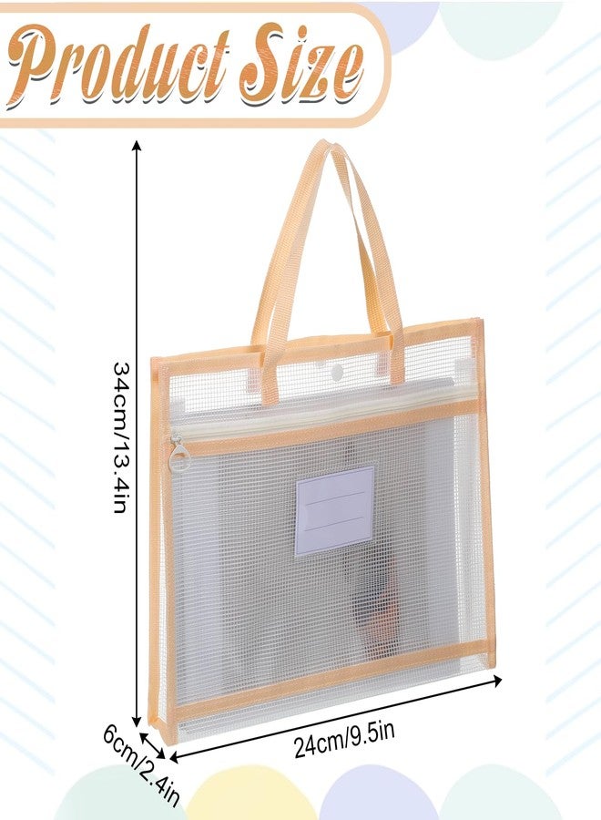 Qulkws 13.4x9.5 Inch Portable Project Bags for Quilting Knitting Stitching and Embroidery, Sewing Bag with Zipper and Double Pockets, Transparent Mesh Project Bags for Craft Organizer Storage - Image 2