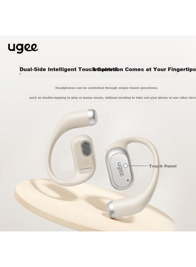 Ugee Fresound Open-ear Headphones, Over-ear Bluetooth Headphones, Comfortable Wear Without Insertion, Ai Noise Reduction, Flowing Gold Color - Image 4