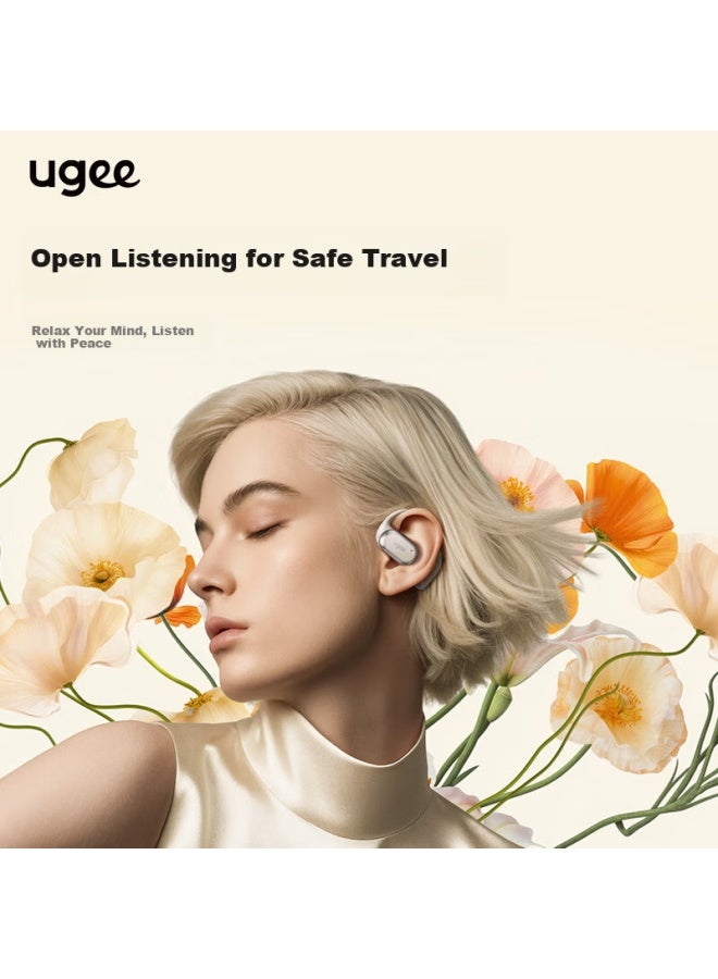 Ugee Fresound Open-ear Headphones, Over-ear Bluetooth Headphones, Comfortable Wear Without Insertion, Ai Noise Reduction, Flowing Gold Color - Image 2