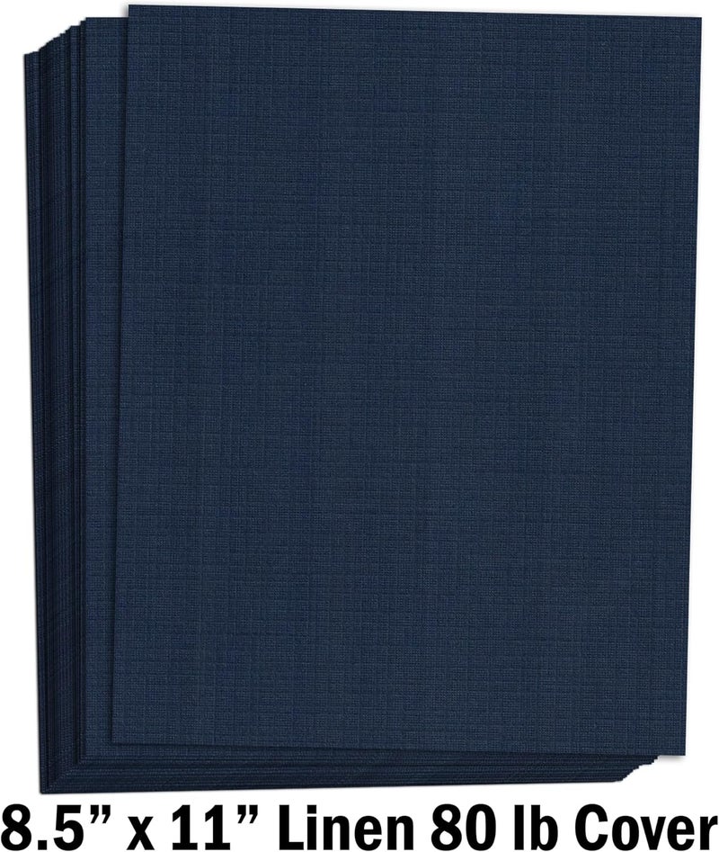 Hamilco Colored Cardstock Scrapbook Paper 8.5x11 Linen Textured Color Card Stock Paper Denim Blue 80 lb Cover 50 Pack - Image 2