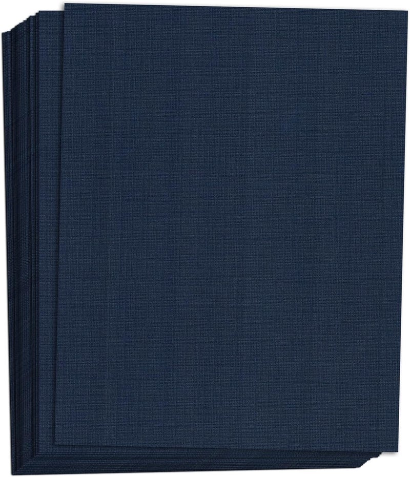 Hamilco Colored Cardstock Scrapbook Paper 8.5x11 Linen Textured Color Card Stock Paper Denim Blue 80 lb Cover 50 Pack - Image 1