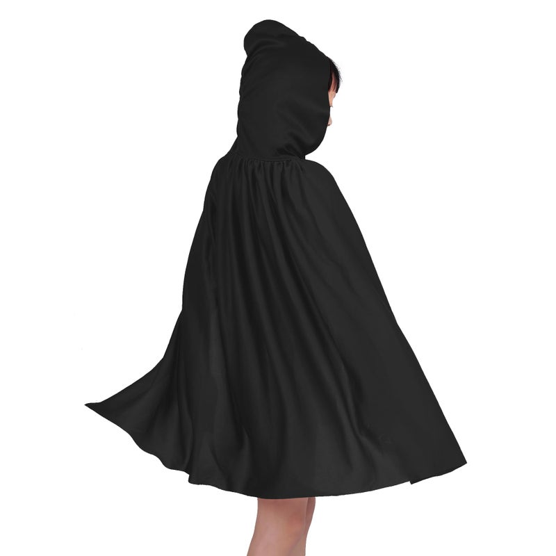 Dxhycc Hooded Cloak Cape Unisex Halloween Cloak for Halloween Christmas Role Play Cosplay Costume, Black