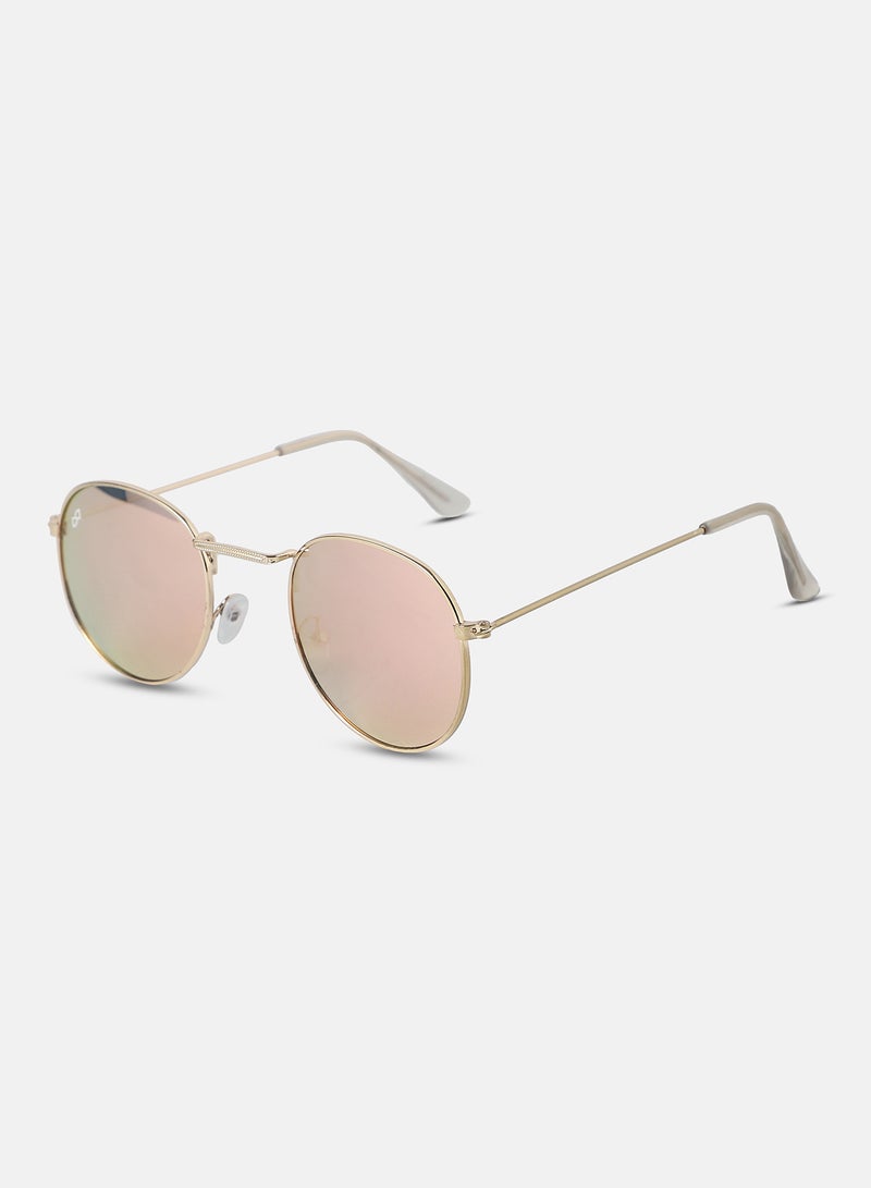 Haute Sauce Haute Sauce Women's Metallic Round Sunglasses For Casual Wear | One-Size | Gold Alloy Frame | Brown Polarized Lens | Full Rim | Eyewear For Woman & Girls  - Image 5