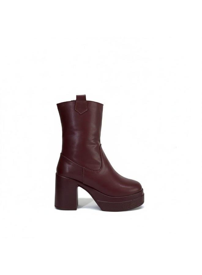 لايف ستيلاش  كعب حذاء جلدي بسحاب L-114 - نبيتي - Image 2