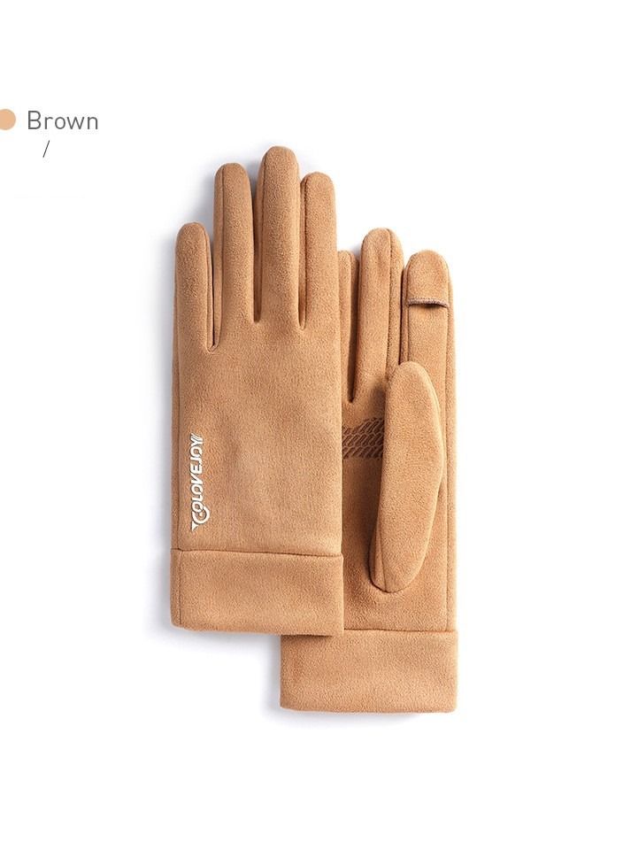 Golovejoy New Suede Outdoor Wind proof Anti slip Flip Finger Gloves For Riding 