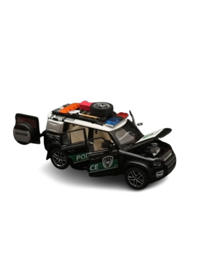 حديقة الألعاب نموذج سيارة شرطة رياضية متعددة الاستخدامات بمقياس 1:24 - سيارة لعبة معدنية مصبوبة عالية الجودة مع حركة سحب للخلف وتفاصيل واقعية - Image 1