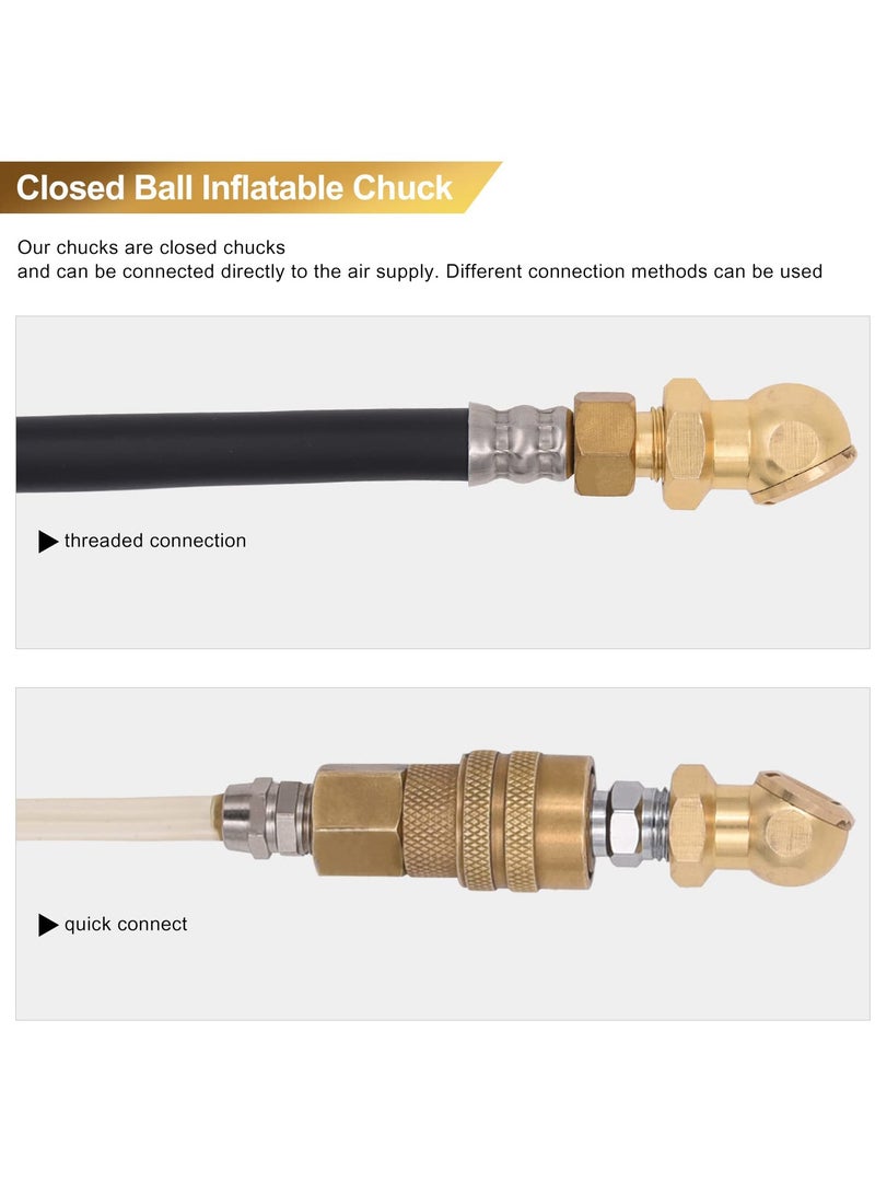 Excefore 2 Pack Ball Foot Air Chuck with Clip, 1/4'' FNPT Closed Flow Air Chuck Made of Brass for Inflator Gauge Compressor Accessories, with Tape for Inflator Gauge Compressor Accessories  - Image 4