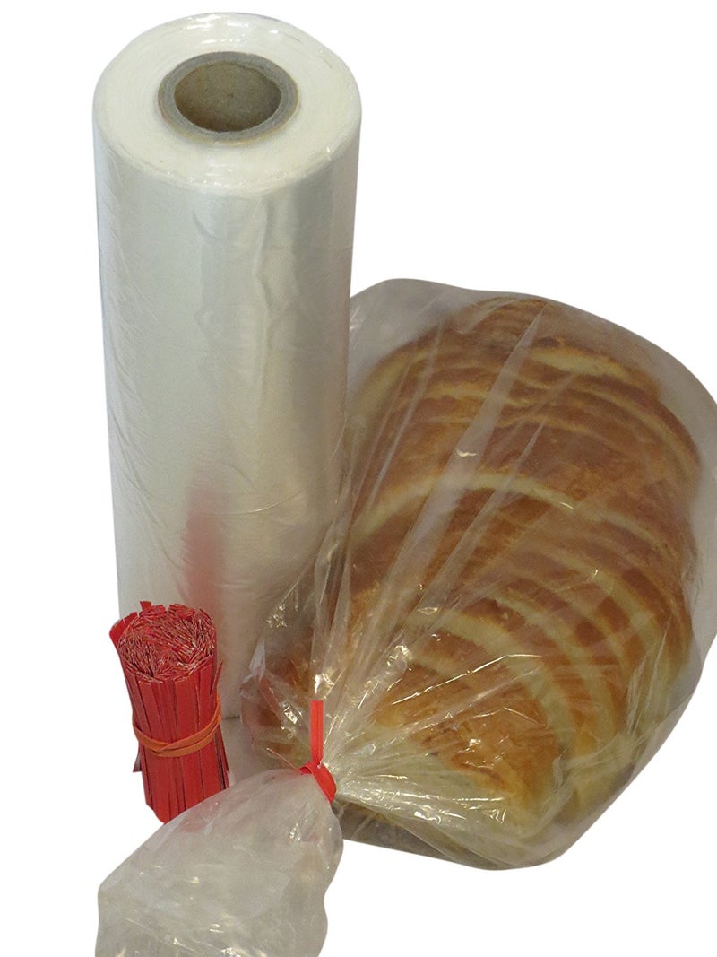 Decony Plastic bread and Grocery Clear Bag on Roll 12x20 1 Rollcs appx 350 bags with Free Twist Ties - Image 3