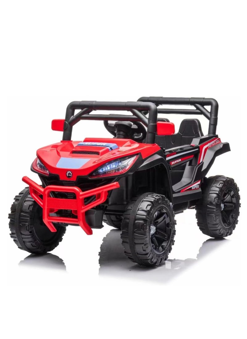 GOLD MANTIS 12V Kids Ride-On Off-Road Jeep | Battery-Powered Electric Car with Remote Control, LED Lights, Music Player & Dual Seat | Durable Kids SUV for Boys & Girls (Red)  - Image 1