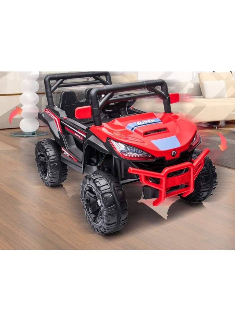 GOLD MANTIS 12V Kids Ride-On Off-Road Jeep | Battery-Powered Electric Car with Remote Control, LED Lights, Music Player & Dual Seat | Durable Kids SUV for Boys & Girls (Red)  - Image 3