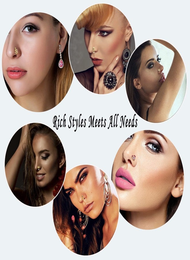 TAMHOO 18Pcs 18G Nose Rings L Shape Nose Ring Stud for Women-Butterfly Nose Ring - Gold Nose Studs for Women - Image 2